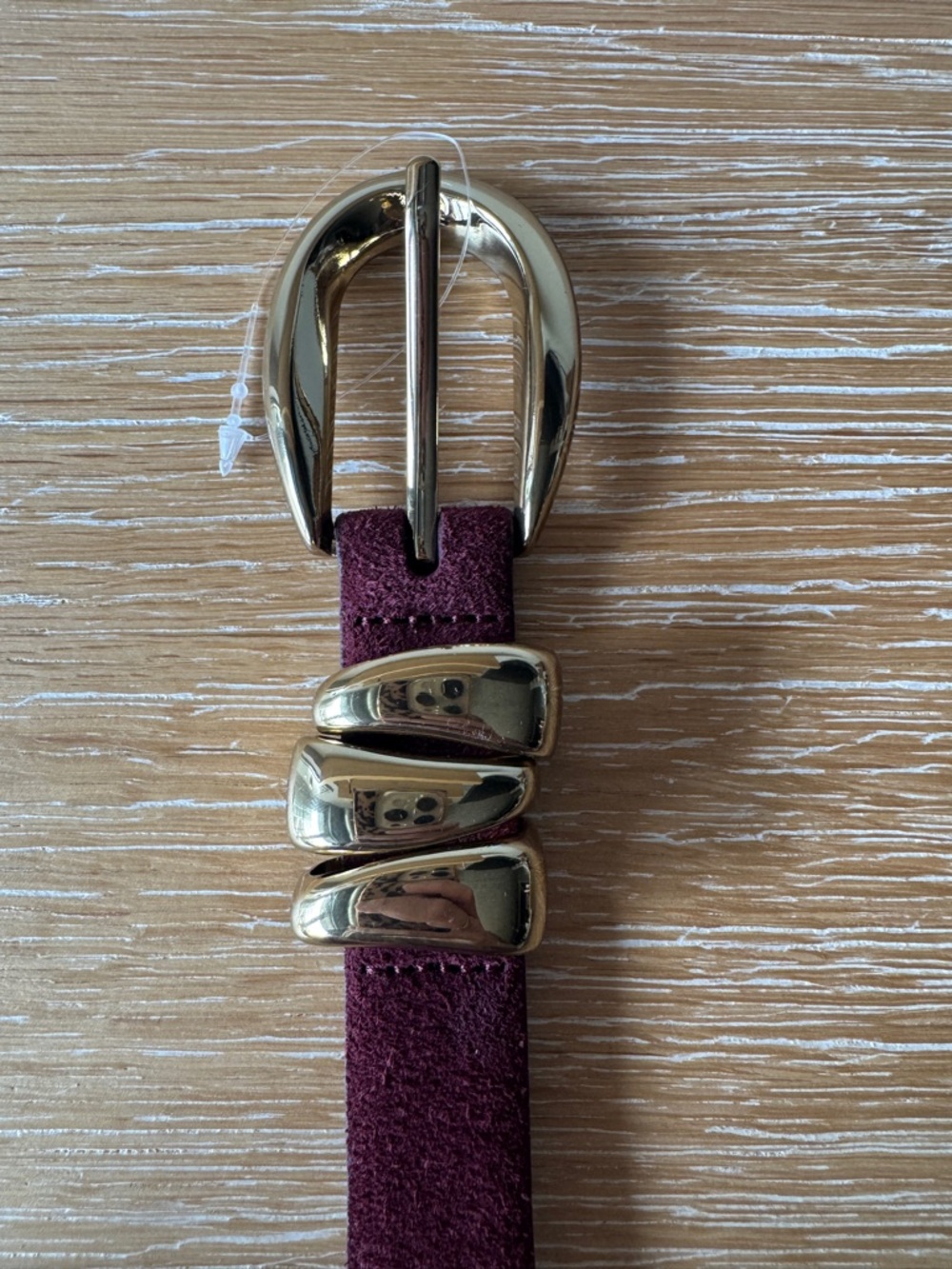 NWOT! MADEWELL Women’s Triple Metal Keeper Belt Dark Red Suede Gold Size Small - Picture 2 of 16
